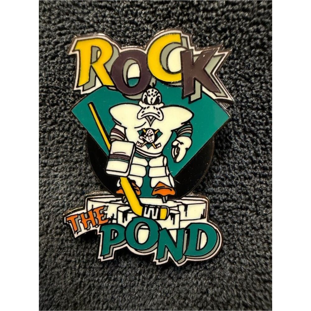 Vintage 1994 Rock the Pond Mighty Ducks Enamel Pin